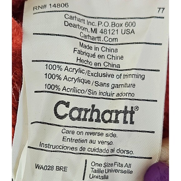 CARHARTT Women's Chevron Beanie Tobaggan One Size Fits All Fleece Lined - Picture 4 of 4